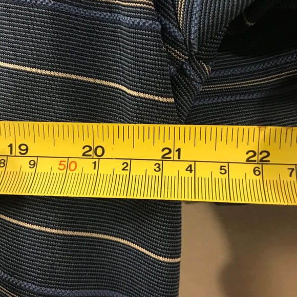 Palmer Golf Polo Shirt Mens Size Large (44) Navy Blue Stripes Collar Polyester - Picture 9 of 10